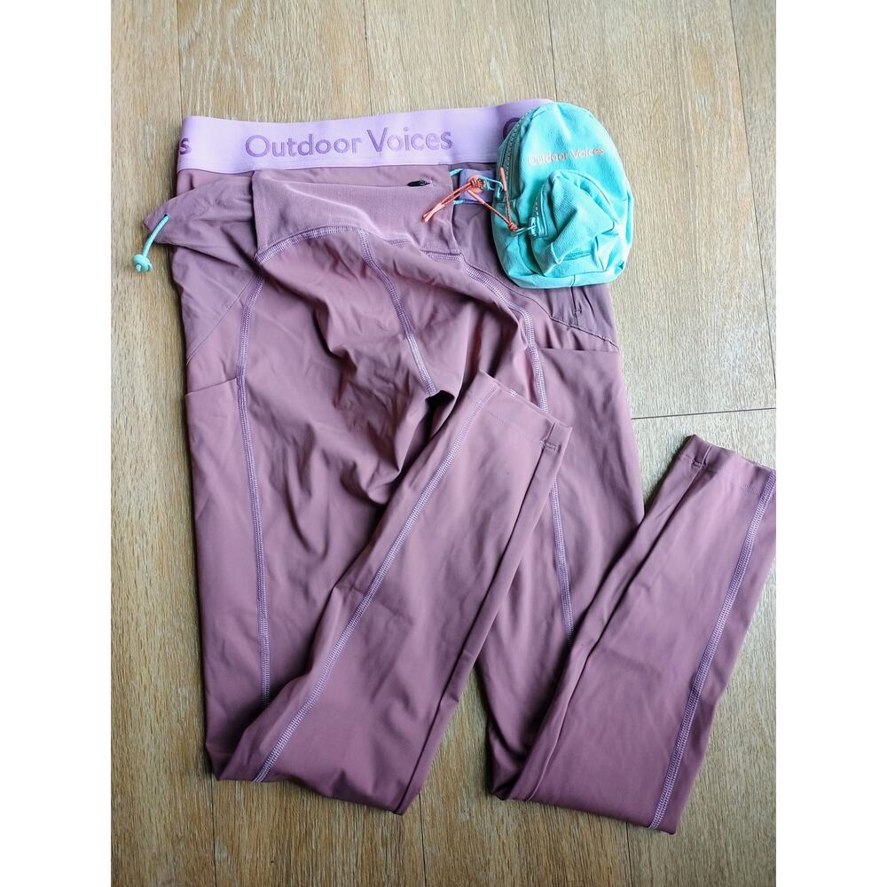 Outdoor voices mauve leggings built-in fanny pack pockets utility outdoorsy S